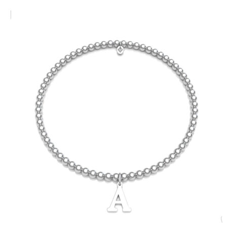 Pulsera Con Dije Letras Iniciales De Plata 925 Mujer Agalea Diámetro 5   Largo 18