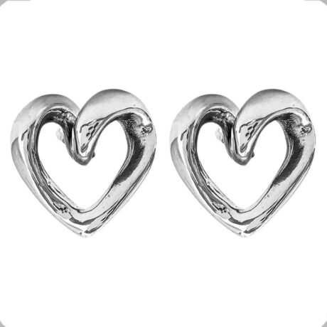 Arete De Plata 925 Broquel Corazón Nudo Agálea Mujer