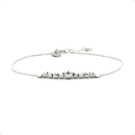 Pulsera Plata Fina 925 Bolitas Diamantada Mujer Agálea Color Plateado Largo 45.72 Cm