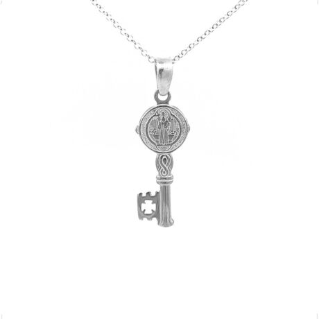 Collar Plata .925 Dije Llave San Benito Hombre Mujer Agálea Plateado