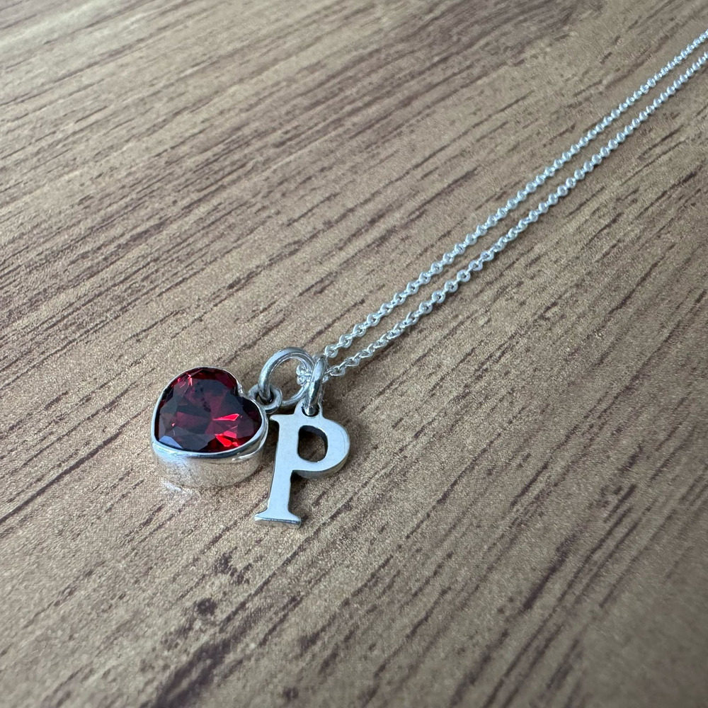 Collar Dije Corazón Colores Mas Letra Plata 925 45cm Agálea Color Rojo - Image 6