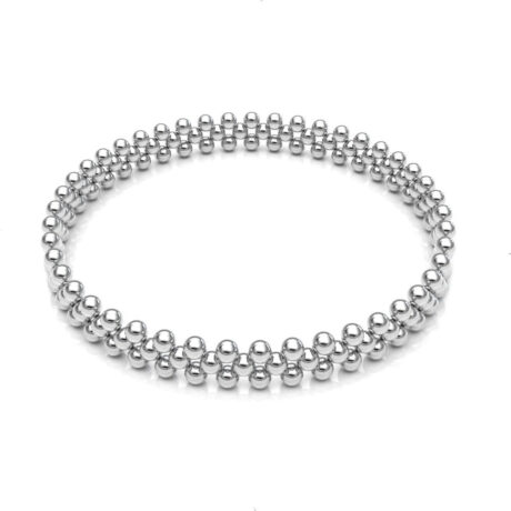 Pulsera Resorte Bolitas De Plata .925 Agálea Joyería Largo 19 Cm