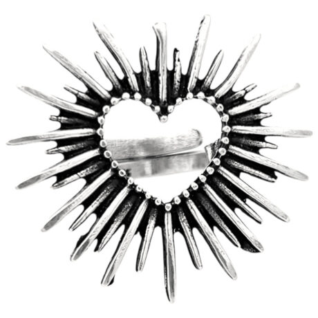 Anillo De Plata 925 Corazón Destellos Oxido Agálea Mujer Plateado Ajustable