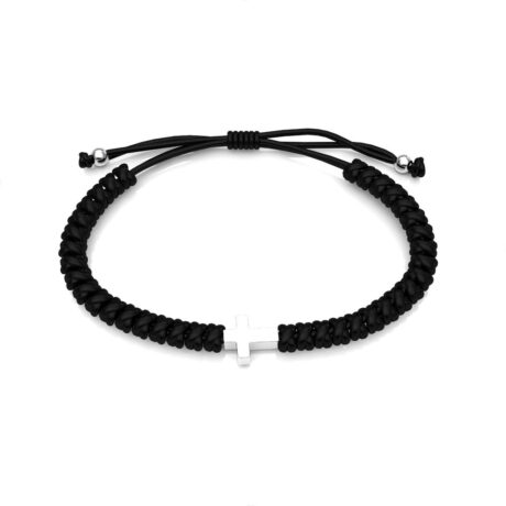 Pulsera Tejida Artesanal Dije De Cruz De Plata 925 Agálea  0 Cm 18 Cm