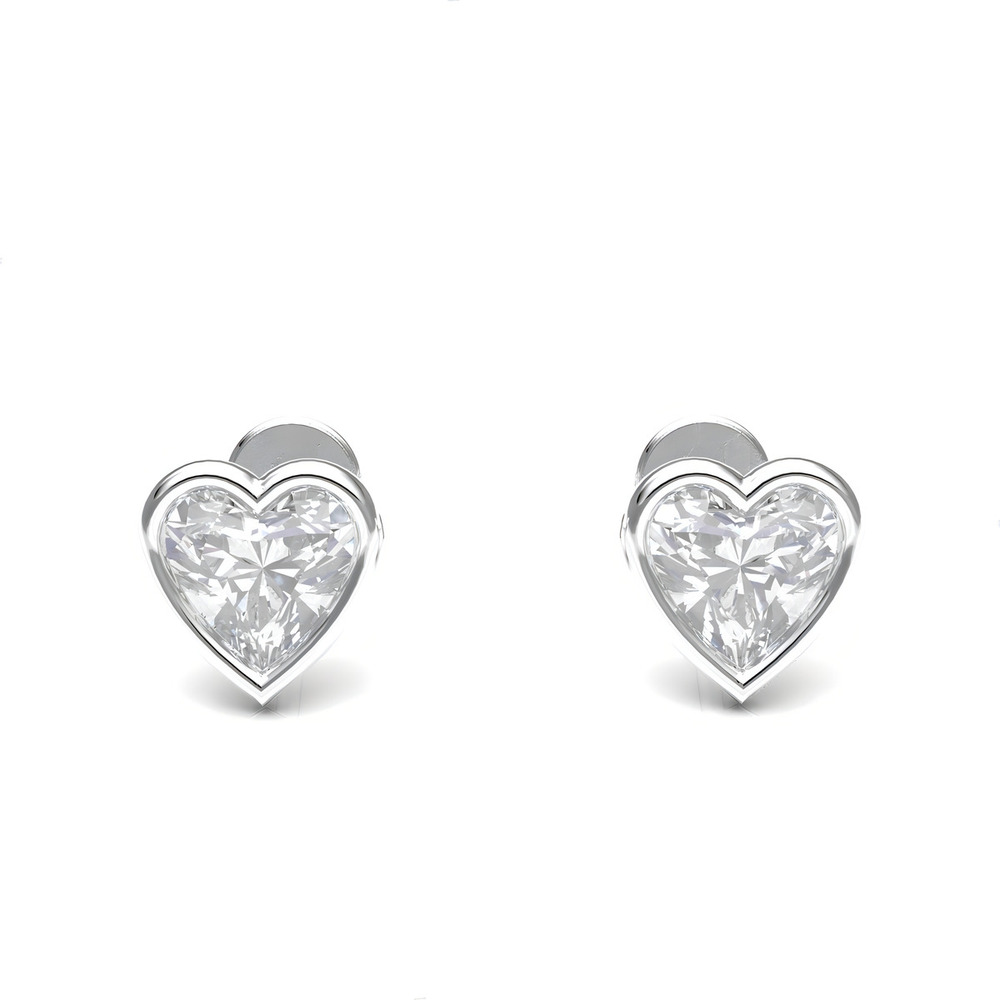 Broqueles Plata .925 Bisel Corazón Zircona Bebe Niña Agálea - Image 2