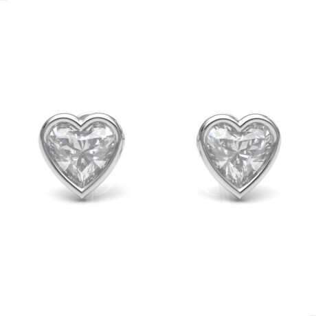 Broqueles Plata 925 Bisel Zirconia Corazón Bebe Niña Agálea