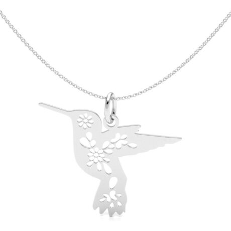 Collar De Colibrí De Plata 925 Con Flores Agálea Mujer 45 Cm Plateado