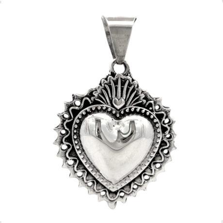 Dije De Plata .925 Corazón Milagrito Oxido Agálea Mujer Plateado