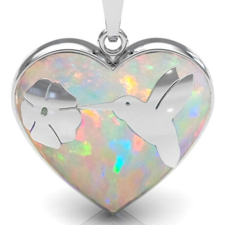Dije Llamador De Ángel Corazón Blanco Plata .925 Agálea Color Plateado