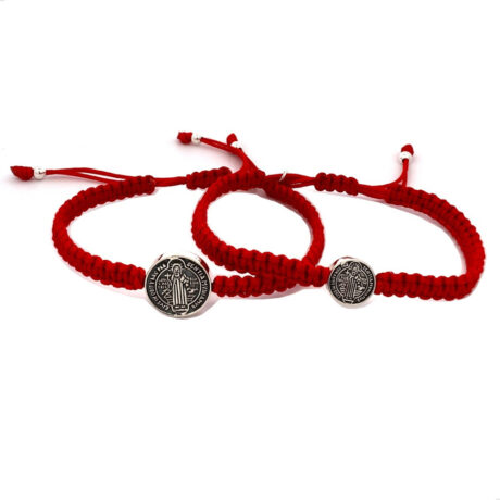 Pulseras Tejidas Para Pareja San Benito De Plata .925 Agálea 0 Cm 43.18 Cm