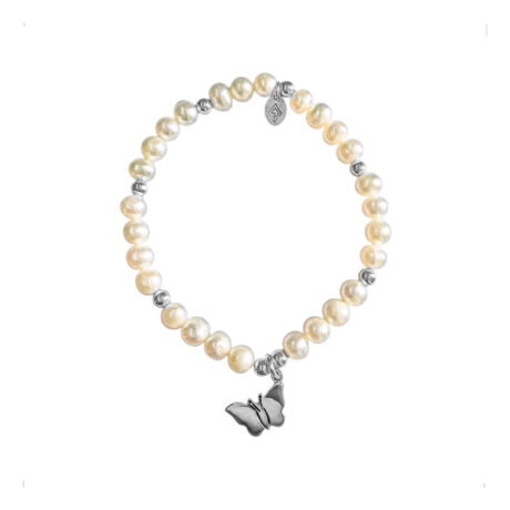 Pulsera Perlas Con Dije Charms A De Plata .925 Agálea 18 Cm 12.7 Cm 18 Cm