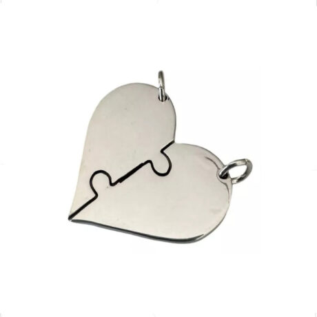 Dije Plata .925 Corazón Rompecabezas 2 Grabado Gratis Agálea Plateado