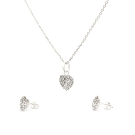 Juego De Plata .925 Dije Aretes Cristal Corazon Agálea