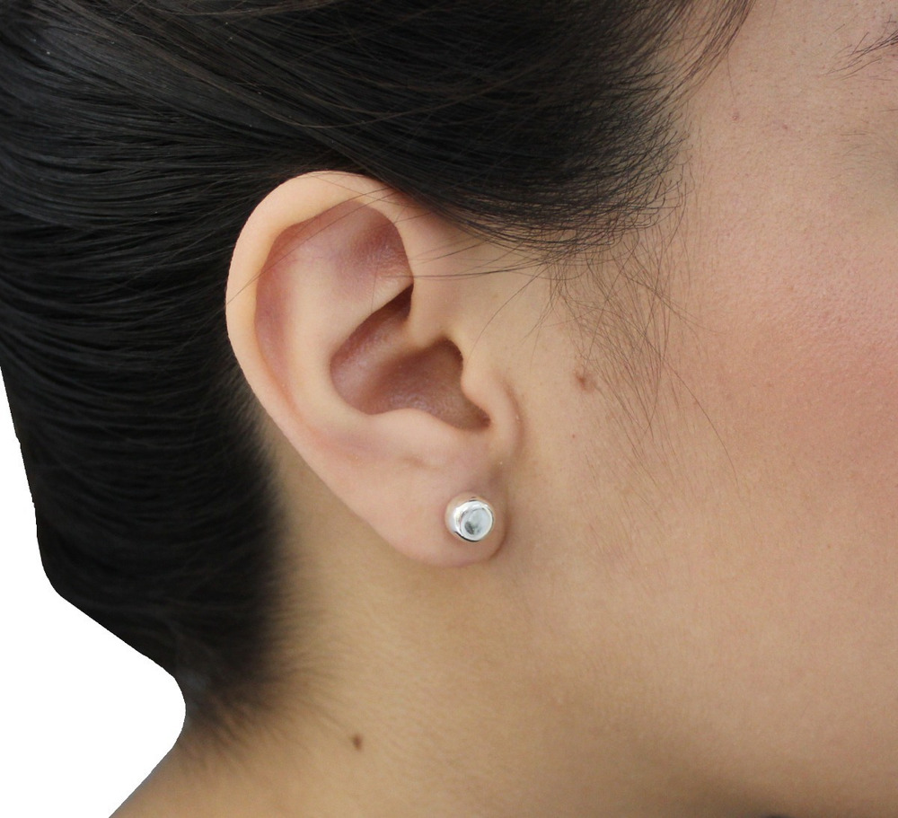 Aretes Broquel Redondo De Plata 925 Mujer Niña Agálea - Image 7