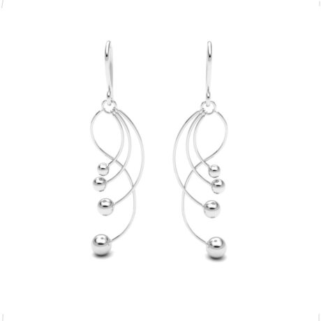 Aretes Largos De Plata .925 Figuras Bolitas Mujer Agálea