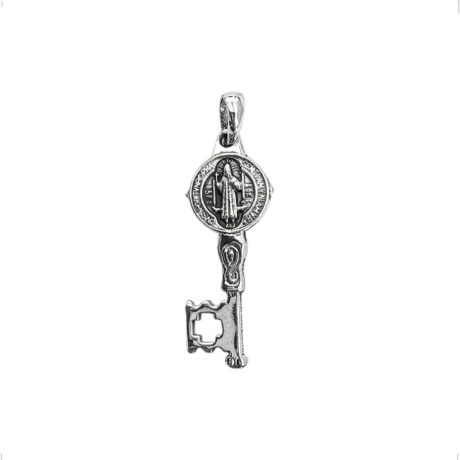 Dije Llave San Benito De Plata .925 Agálea Joyería Gris Oscuro