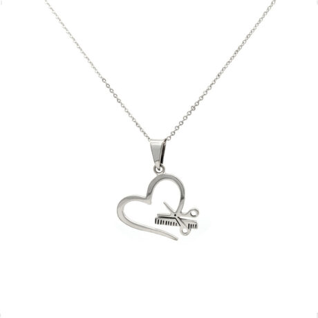 Collar Dije Corazón Estilista De Plata .925 Agálea Joyería Color Plateado
