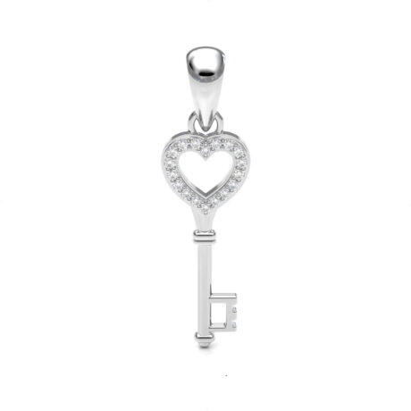 Dije De Plata .925 Llave Corazón Circonias Agálea Mujer Plateado