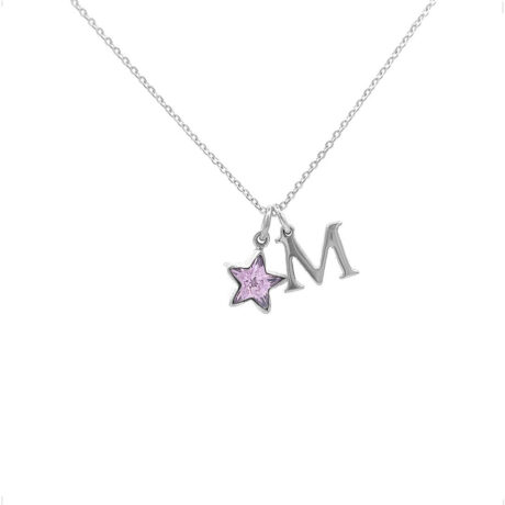 Collar Dije Estrella Colores Mas Letra Plata 925 45cm Agálea Color Rosa