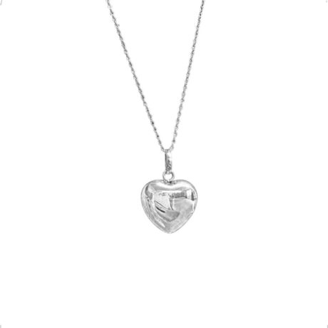 Collar De Plata 925 Dije De Corazón Abombado Mujer Agálea Plateado