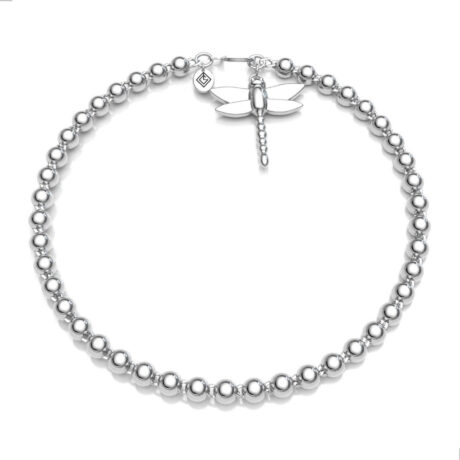 Pulsera Bolitas Libelula De Plata .925 Agálea Diámetro 0 Mm Largo 18 Cm