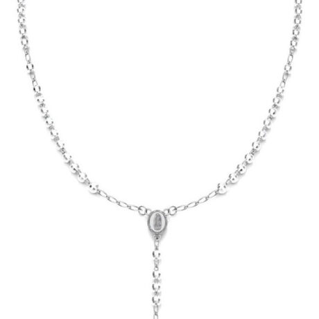 Collar Rosario Cruz Virgen En Plata .925 Agálea Joyería Color Plateado