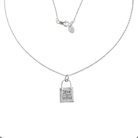Collar Con Dije Plata .925 Love You Mamá Mujer 45cm Agálea Plateado