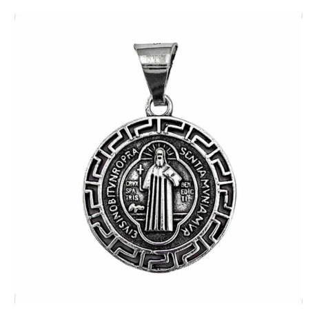 Dije Medalla San Benito Plata 925 Oxido Hombre Mujer Agálea Plateado