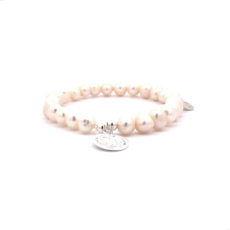 Pulsera Perla Natural Con Dije San Benito Plata 925 Agálea Diámetro 5   Largo 18