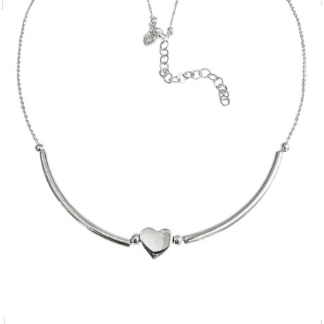 Collar Dije Corazón Con Tubos De Plata .925 Agálea Mujer Plateado