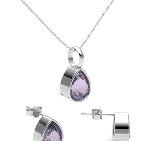 Collar Set Dije Aretes Y Cadena De Plata 925 Zirconia Agálea