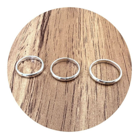 Anillo Medio Dedo Paquete 3 Argolla Lisa Plata .925 Agálea Plateado 2, 3 Y 4