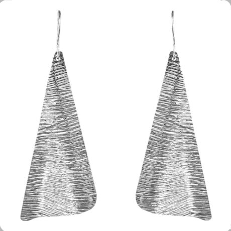 Arete De Plata 925 Largo Colgante Textura Agálea Mujer