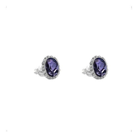 Arete Broquel Ovalo Cristal Colores De Plata .925 Agálea
