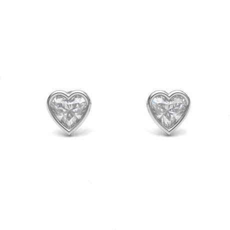 Broquel Plata 925 Bisel Corazón Zircona Bebe Niña Agálea