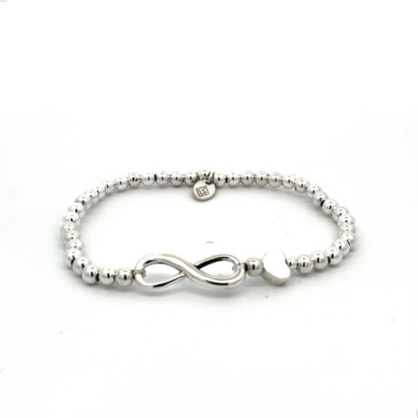 Pulsera Bolitas De Plata .925 Infinito Corazón Mujer Agálea