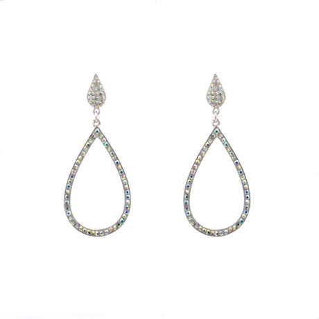 Aretes Silueta De Gota De Plata .925 Y Cristal Mujer Agálea
