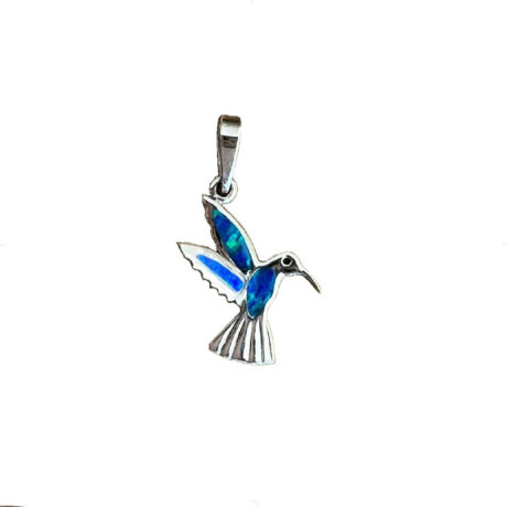 Dije De Colibrí Plata Fina 925 Con Ópalo De Colores Agálea Color Azul Turquesa