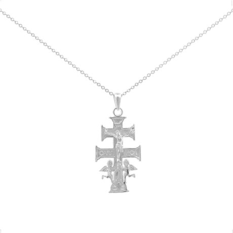 Collar De Plata .925 Dije Cruz Caravaca Hombre Mujer Agalea Plateado