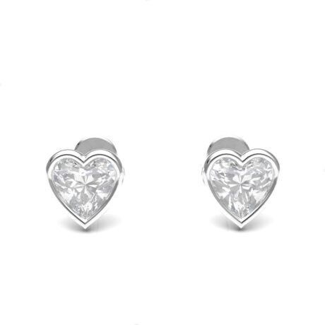 Broqueles Plata .925 Bisel Corazón Zircona Bebe Niña Agálea