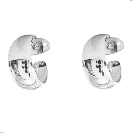 Arete Arracada Lisa De Plata .925 Agálea Mujer Clasica Ovalada Chica