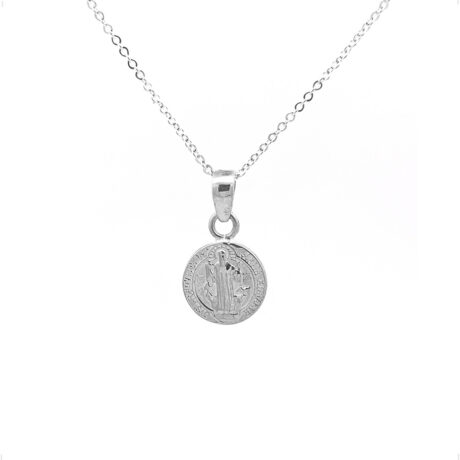 Collar De Plata .925 Con Dije San Benito Hombre Mujer Agálea Plateado