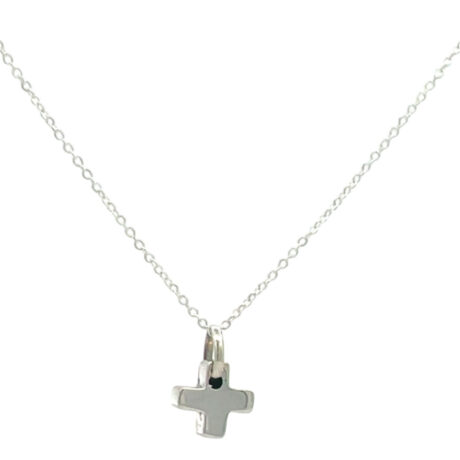 Collar De Plata 925 Con Dije De Cruz Y Cadena Ancla 45cm Agálea - Cruz
