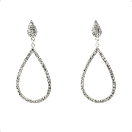 Aretes Gota De Plata .925 Silueta Y Cristal Mujer Agálea