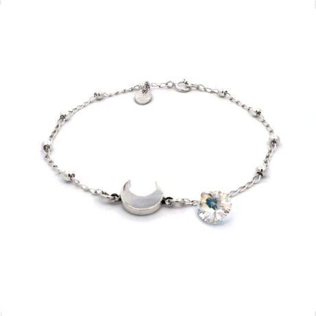 Pulsera Plata .925 Con Dije Y Crisal Swarovski Agalea Mujer Blanco 0 Cm 48.26 Cm