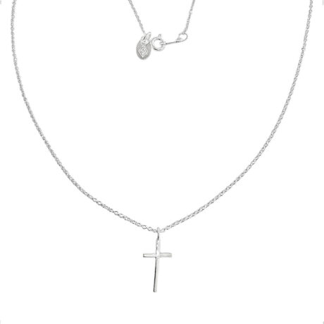 Collar Plata 925 Dije Cruz Chico Liso Mujer Hombre Agálea Plateado