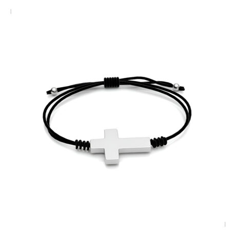 Pulsera Plata .925 Cruz Con Hilo Negro Agálea Joyería Diámetro 0 Mm Largo 18 Cm