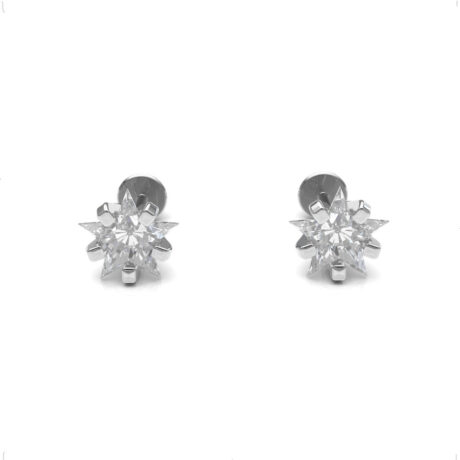 Broquel Plata 925 Uñita Zirconia Estrella Bebe Niña Agálea