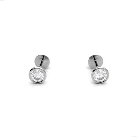 Broqueles Plata .925 Bisel Zircona Bebe Niña Mujer Agálea