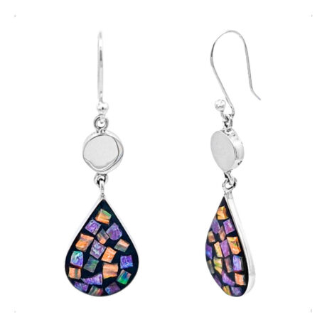 Arete De Plata .925 Y Ópalo Gota Colgante Agálea Mujer